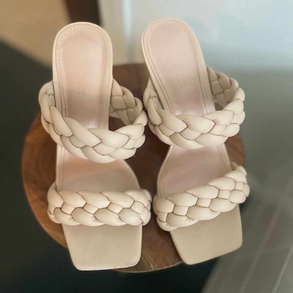 Braided Nude Heels Open Toe